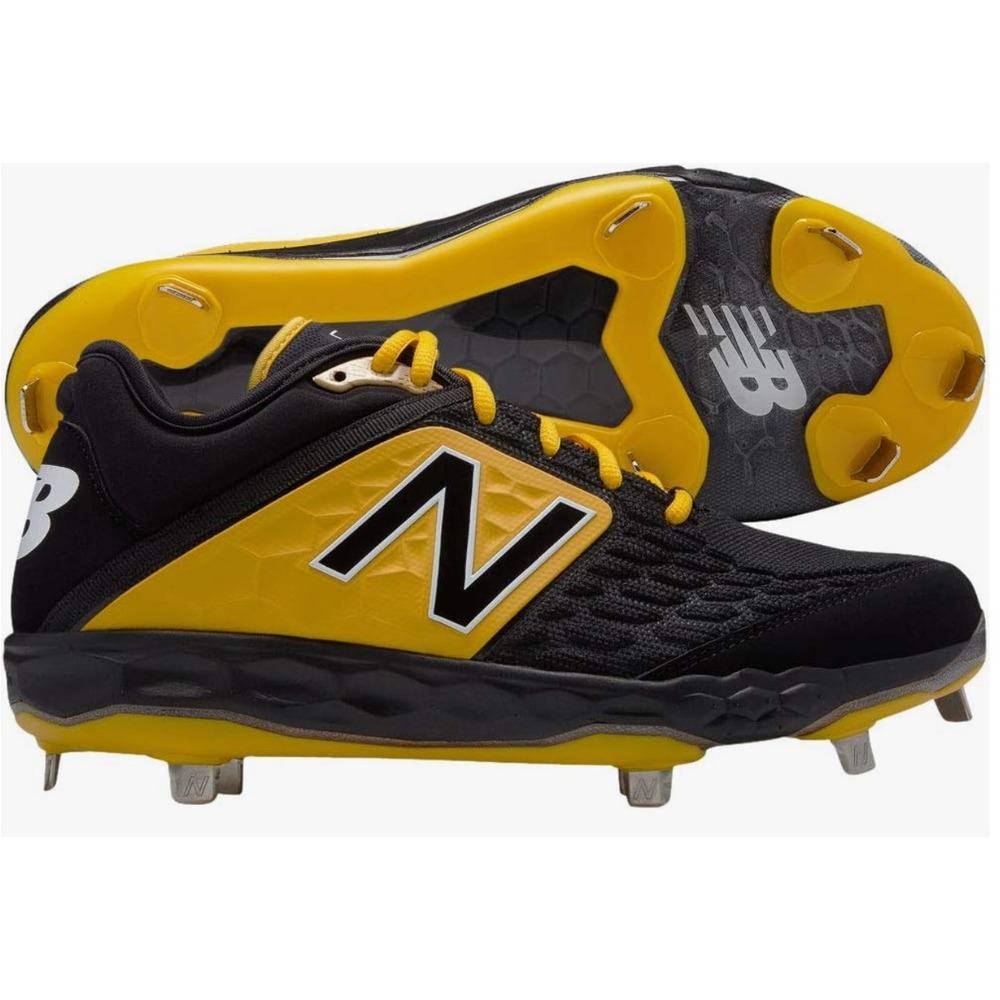 New Balance Mens 3000 V4 Metal Baseball Cleats Black/Yellow NIB - Size 16 X-Wide